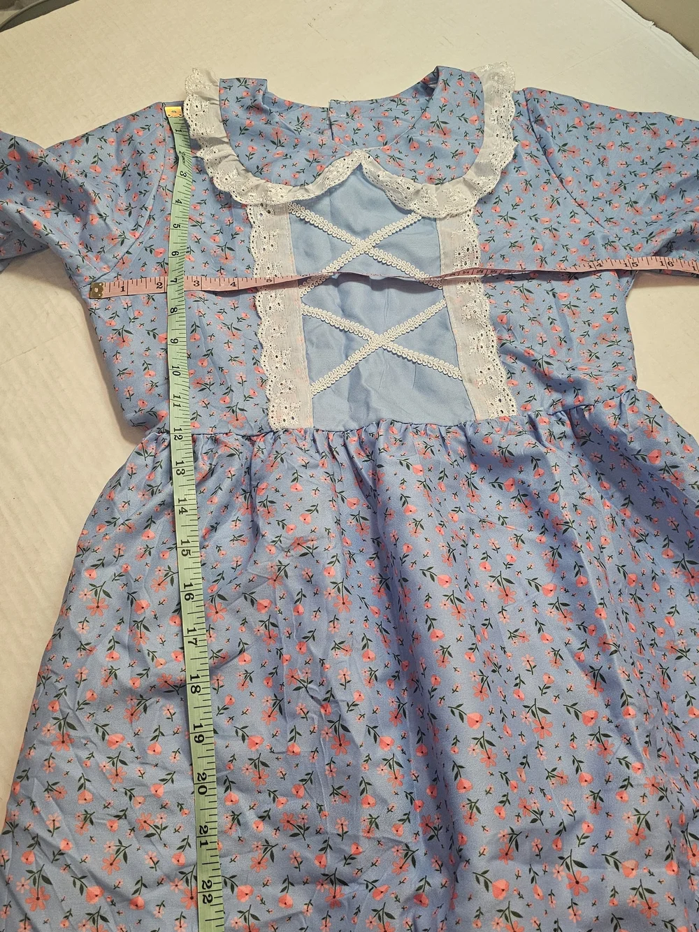 Classic Blue Prairie/ Pioneer Girl Costume with Apron and Bonnet 8-10 Year Olds